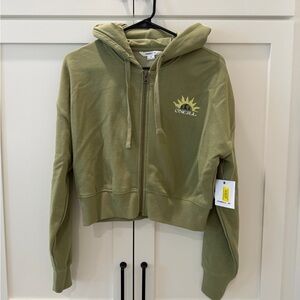 Olive Green Zip-Up Hoodie